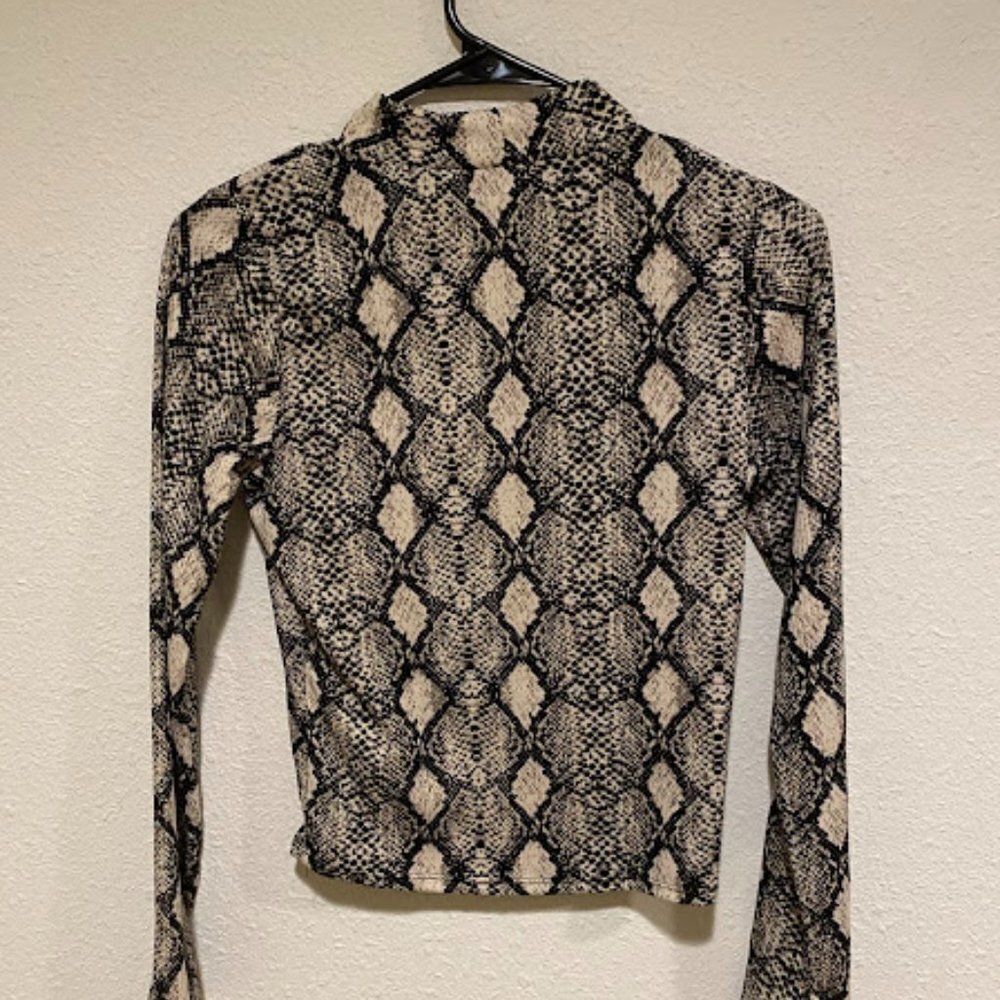 Caution to the Wind Snakeskin Pattern Long Sleeve Tee